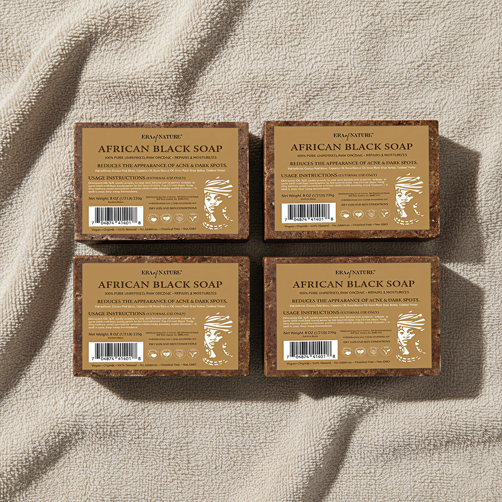 African Black Soaps (8oz) 4 – Bar Bundle – Buy 3, Get 1 FREE