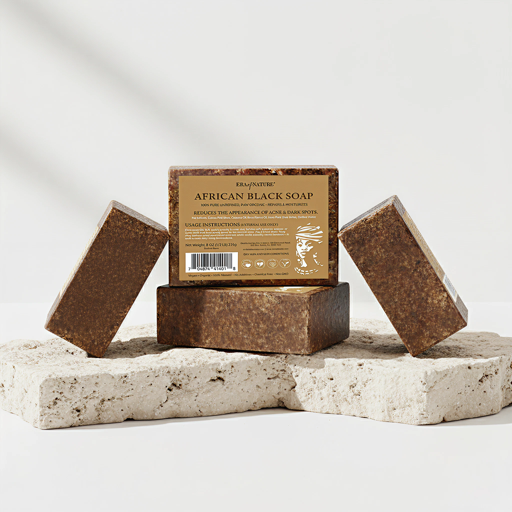 African Black Soaps (8oz) 4 – Bar Bundle – Buy 3, Get 1 FREE