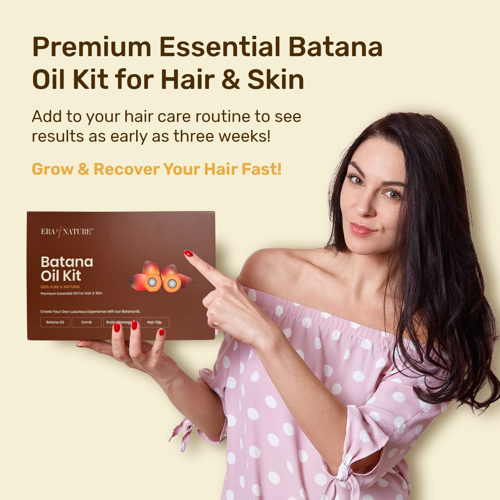 Era of Nature Batana Oil Kit – 100ML Pure Batana Oil + Comb + Hair Clasp + Scalp Massager