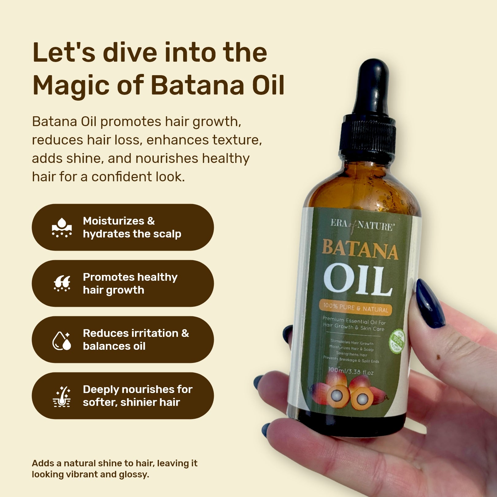 Era of Nature Batana Oil Kit – 100ML Pure Batana Oil + Comb + Hair Clasp + Scalp Massager
