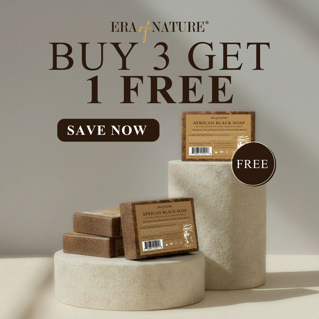 African Black Soaps (8oz) 4 – Bar Bundle – Buy 3, Get 1 FREE – Era